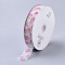 Flower Pattern Printed Polyester Organza Ribbons, White, 1 inch(25mm), about 100yards/roll