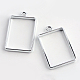 Rack Plating Alloy Rectangle Open Back Bezel Pendants&nbsp;X-PALLOY-S047-28D-FF-1