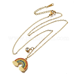 304 Stainless Steel Rhinestone Rainbow Pendant Necklaces for Women&nbsp;NJEW-U043-03G