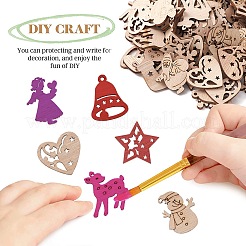 100Pcs Christmas Unfinished Wooden Ornaments&nbsp;WOCR-CJ0001-02