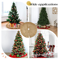 Linen Christmas Tree Skirt Bottom Decoration with Ruffle Edge&nbsp;AJEW-WH0314-912