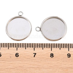 Non-Tarnish 304 Stainless Steel Pendant Cabochon Settings(Only Polish the Outside but not the Inside)&nbsp;STAS-G127-13-14mm-P01