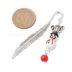 7Pcs 7 Colors Christmas Snowman Lampwork & Butterfly Alloy Pendant Bookmarks&nbsp;AJEW-JK00340