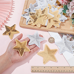 40Pcs 4 Styles Star Iron on/Sew on PVC Sequins Patches&nbsp;PATC-NB0001-33
