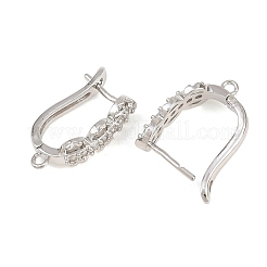 Brass Micro Pave Clear Cubic Zirconia Hoop Earrings Findings&nbsp;KK-K340-41P