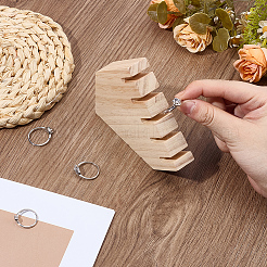 5-Slot Wood Ring Display Stands&nbsp;ODIS-WH0331-12