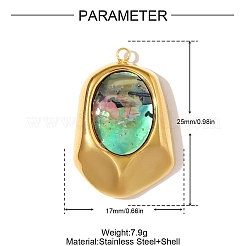 304 Stainless Steel Paua Shell Pendants&nbsp;STAS-OY008-90G