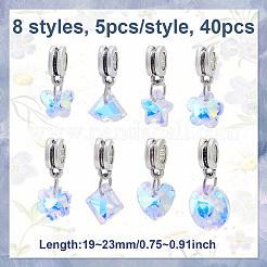 40Pcs 8 Styles Clear AB Glass European Dangle Charms&nbsp;PALLOY-GA00042