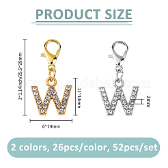 52Pcs 2 Colors Alloy Crystal Rhinestone Pendant Decorations&nbsp;HJEW-FH00143