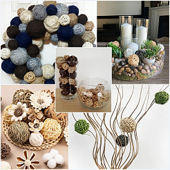 32Pcs 12 Styles Wicker Rattan Balls&nbsp;AJEW-SC0004-30