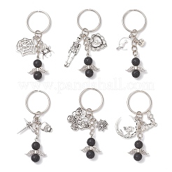 6Pcs Natural Lava Rock Keychains&nbsp;KEYC-JKC01304