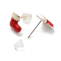 Christmas Theme Brass Stud Earrings&nbsp;EJEW-D062-01J-S