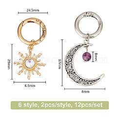 12Pcs 6 Styles Sun & Moon Alloy Shoe Charms&nbsp;HJEW-DR00003
