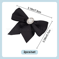 2Pcs Bowknot Polyester & Rhinestone Shoe Decoration&nbsp;FIND-DR0001-63B