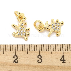 Brass Micro Pave Clear Cubic Zirconia Charms&nbsp;KK-Z044-32G