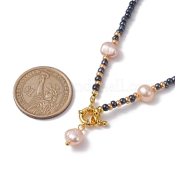Natural Pearl Heart Pendant Necklace&nbsp;NJEW-MZ00024-02