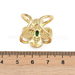 Brass Micro Pave Cubic Zirconia Cuff Rings for Women&nbsp;RJEW-F186-03G
