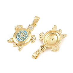 Brass Clear Cubic Zirconia Enamel Pendants&nbsp;KK-E800-06A-G