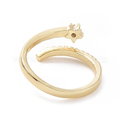 Clear Cubic Zirconia Star Open Cuff Ring&nbsp;RJEW-I094-13G
