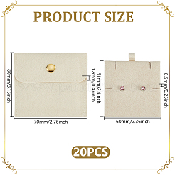 Microfiber Jewelry Envelope Pouches Gift Bags with Snap Button&nbsp;ABAG-WH0032-104A