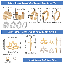 DIY Cone Lotus Sword Stainless Steel Charms Cuff Ring Making Kit&nbsp;DIY-SC0026-09