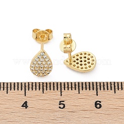 Teardrop Brass Micro Pave Clear Cubic Zirconia Stud Earrings&nbsp;EJEW-Z091-01G