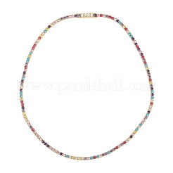 925 Sterling Silver Pave Colorful Cubic Zirconia Tennis Necklaces for Women&nbsp;NJEW-C096-01B-G01