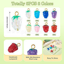 8Pcs Lampwork Pendants&nbsp;PALLOY-TAC0157