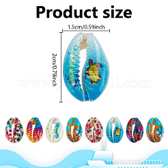 48Pcs 7 Styles Printed Natural Cowrie Shell Beads Sets&nbsp;SSHEL-NB0001-41