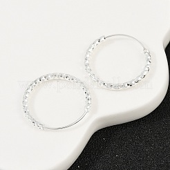 Brass Textured Hoop Earrings&nbsp;EJEW-F378-03C-S