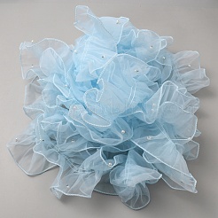 5 Yards Organza Pleated Lace Ribbon with Imitation Pearl&nbsp;OCOR-WH20027-03C