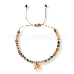 Adjustable Natural Picture Jasper & African Turquoise(Jasper) & Strawberry Quartz Beads Braided Bead Bracelets&nbsp;SX3776