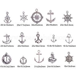 Tibetan Silver Anchor & Helm Pendants&nbsp;TIBEP-PH0004-15AS-WH