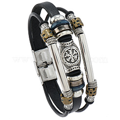Viking Helm Alloy & Imitation Leather & CCB Plastic Multi-strand Bracelets for Men&nbsp;FS-WG23689-01