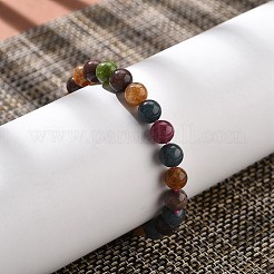Natural Dyed & Heated Chalcedony Imitation Tourmaline Beaded Stretch Bracelets for Women Men&nbsp;BJEW-F483-03-1