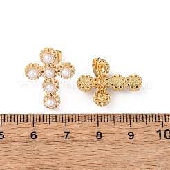 Cross Brass Micro Pave Clear Cubic Zirconia Stud Earrings&nbsp;EJEW-B153-01G