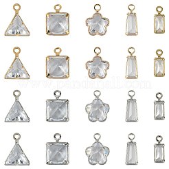20Pcs 10 Styles Brass Pave Clear Cubic Zirconia Charms&nbsp;ZIRC-FS0001-03