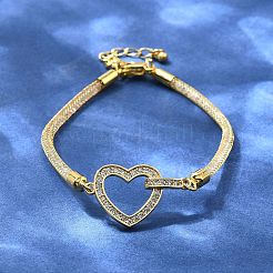 Brass Micro Pave Clear Cubic Zirconia Link Bracelets for Women&nbsp;BJEW-A029-01A-G