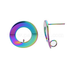 Rainbow Color 304 Stainless Steel Stud Earring Findings&nbsp;LS-STAS-N098-018