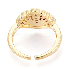 Brass Micro Pave Cubic Zirconia Adjustable Open Cuff Rings for Women&nbsp;RJEW-N051-03G