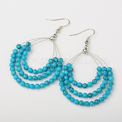 Trendy Synthetic Turquoise Beaded Earrings for Girls&nbsp;X-EJEW-PJE690