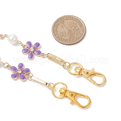Flower Zinc Alloy Enamel Crystal Rhinestone with Glass Pearl Bead Link Chain Bag Decorative Chains&nbsp;FIND-JF00159-03