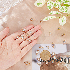24Pcs 3 Styles Brass Pave Clear Cubic Zirconia Connector Charms&nbsp;KK-FH0006-33
