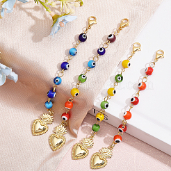 1 Set Lampwork Beaded Evil Eye Pendant Decorations&nbsp;HJEW-CA0001-46