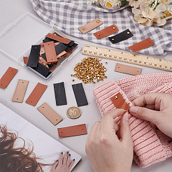 60 Sets 3 Colors PU Leather Clothing Blank Labels&nbsp;DIY-FG0007-20