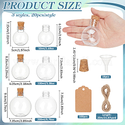 60Pcs 3 Styles Round Plastic Wishing Bottles&nbsp;AJEW-WA0004-39