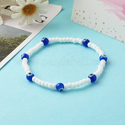 Glass Beads & Handmade Lampwork Beads Stretch Bracelets Set for Parents & Kid&nbsp;BJEW-JB06475