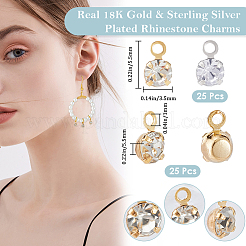 50Pcs 2 Colors Brass Rhinestone Charms&nbsp;KK-BBC0022-02