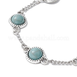Alloy Resin Link Chain Bracelet with 304 Stainless Steel Curb Chains&nbsp;BJEW-JB09514-02