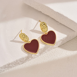 Vintage Brass Heart Dangle Stud Earrings&nbsp;ZK1523